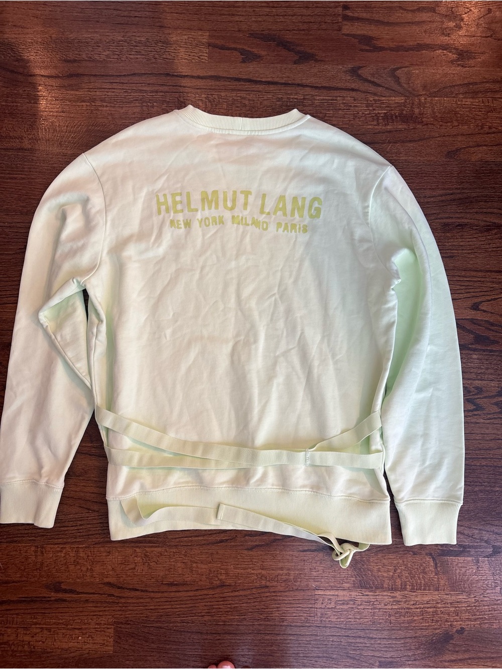 Helmut Lang aviator Light Green Logo Back Crewneck Sweatshirt belted